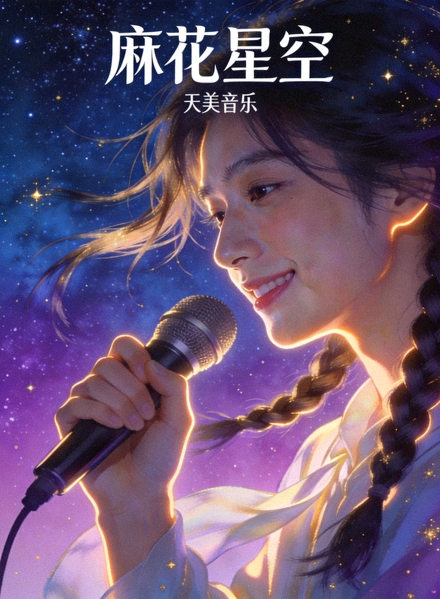 麻花星空天美MV高清海报：星空背景下音乐人物特写